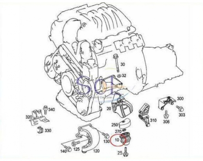 Benz W210 W211 W219 R171 R230 Engine Mount Left and Right Set E230 E240 E280 E320 CLS350 SLK200 SL280 SL350 2112400317 (Pre-order product, takes 25-30 days by ship)