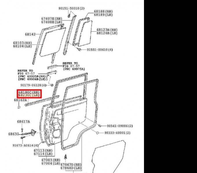 LAND CRUISER70 GRJ76K คิ้วรีดน้ำฝน แท้ศูนย์ Toyota Japan (Pre-order product, takes 25-30 days by ship)