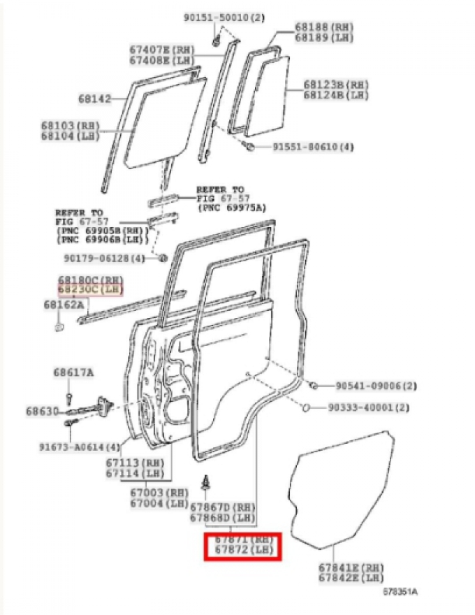 LAND CRUISER70 ยางขอบประตูตอน2 ซ้ายและขวา GRJ76K GRJ79K (Pre-order product, takes 25-30 days by ship)